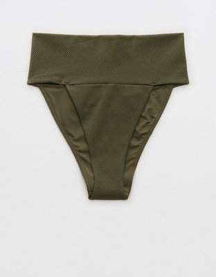 Aerie Pique High Cut Cheeky Bikini Bottom