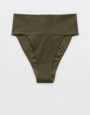 Aerie Bottom de bikini cheeky de piqué con brillo, con corte alto y tira