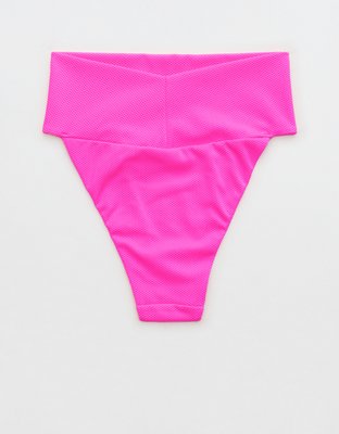 Aerie Shine Pique Banded High Cut Cheeky Bikini Bottom