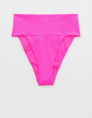 Aerie Bottom de bikini cheeky de piqué con brillo, con corte alto y tira