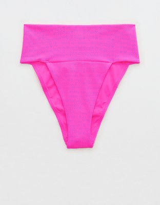 Aerie Shine Pique Banded High Cut Cheeky Bikini Bottom