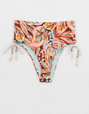 Aerie Buzzed Terry Ruched High Cut Cheeky Bikini Bottom