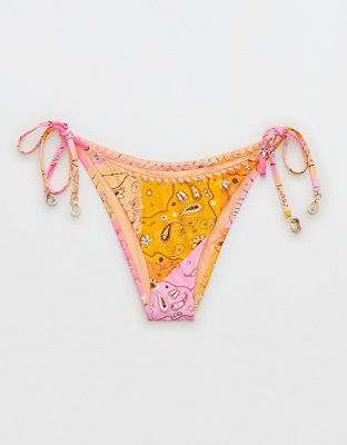 Aerie Crochet Trim Low Rise Tie Cheekiest Bikini Bottom