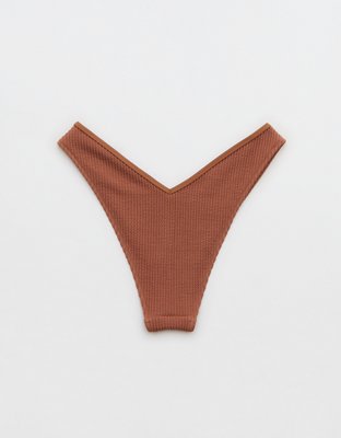 Bas de bikini coquin à taille en V arrondie froissé Aerie