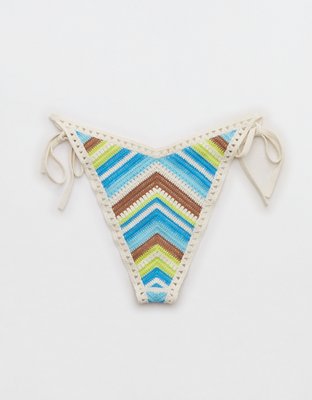 Aerie Crochet Low Rise Tie Cheekiest Bikini Bottom