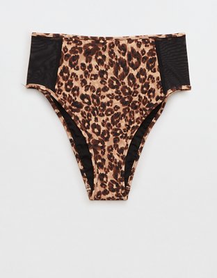 Aerie Leopard Mesh High Cut Cheeky Bikini Bottom