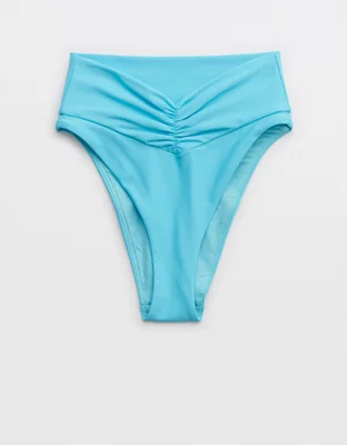 Aerie Ruched High Cut Cheeky Bikini Bottom