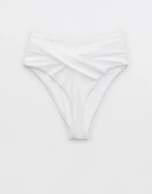 Aerie Bottom de Bikini Retorcido de Piqué con Brillo y Corte Alto