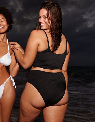 Aerie Shine Pique Twist High Cut Bikini Bottom