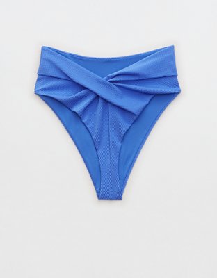 Aerie Shine Pique Twist High Cut Bikini Bottom