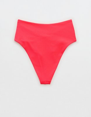 Aerie Shine Pique Twist High Cut Bikini Bottom
