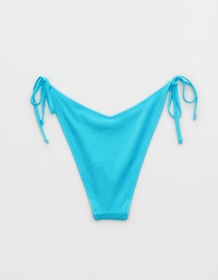 Aerie Shine Pique Low Rise Tie Cheekiest Bikini Bottom