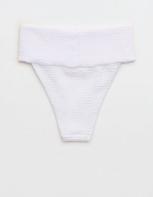 Aerie Jacquard Banded High Cut Cheeky Bikini Bottom