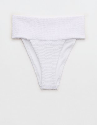 Aerie Jacquard Banded High Cut Cheeky Bikini Bottom