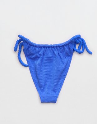 Bas de bikini le plus coquin à taille basse à nouer chouchou en piqué brillant Aerie