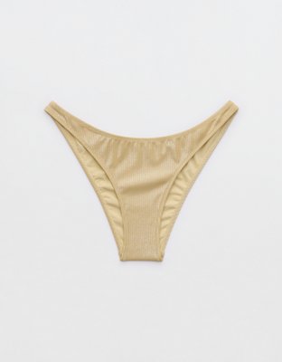 Aerie Lurex Crinkle Low Rise Cheeky Bikini Bottom