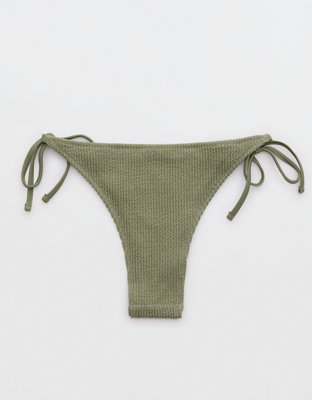 Aerie Shimmery Crinkle Cheekiest Tie Bikini Bottom