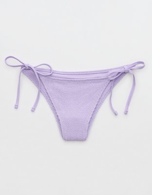 Aerie Shimmery Crinkle Cheekiest Tie Bikini Bottom