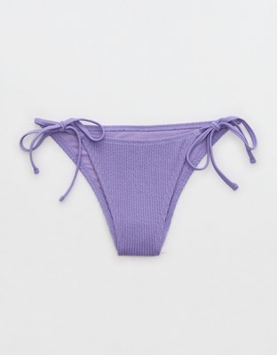 Aerie Crinkle String Triangle Bikini Top Women's Solar Violet M