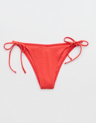 Aerie Crinkle Ring Bandeau Bikini Top Women's Resort Red XL