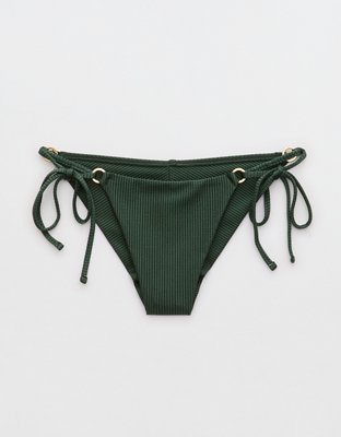 Aerie Bottom de Bikini Ribbed Shine Cheekiest con Lazos