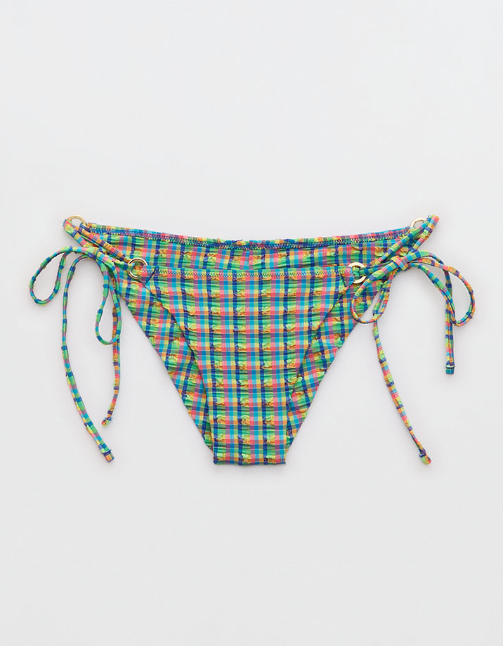 Aerie Gingham Cheekiest Ties Bikini Bottom