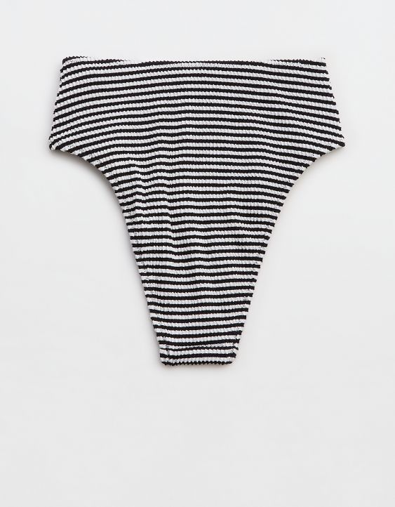 Aerie Crinkle Stripe High Cut Cheeky Bikini Bottom
