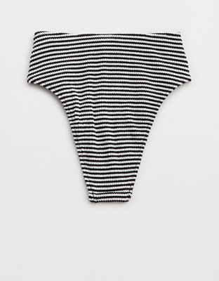 Aerie Crinkle Stripe High Cut Cheeky Bikini Bottom