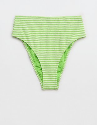 Aerie Crinkle Stripe High Cut Cheeky Bikini Bottom