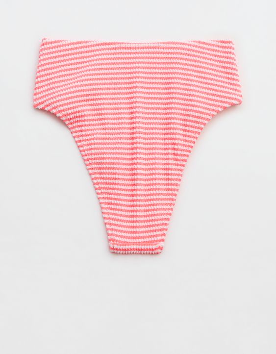 Aerie Crinkle Stripe High Cut Cheeky Bikini Bottom