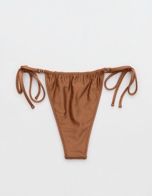 Низ бикини Shine Cheekiest, на завязках, в рубчик — Aerie — фото 5