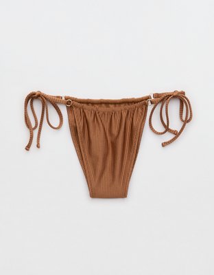 Низ бикини Shine Cheekiest, на завязках, в рубчик — Aerie — фото 4
