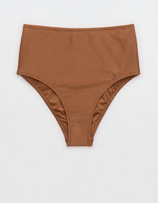 Aerie Shine Rib High Waisted Cheeky Bikini Bottom