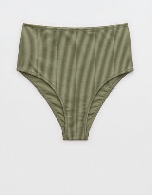 Aerie Shine Rib High Waisted Cheeky Bikini Bottom