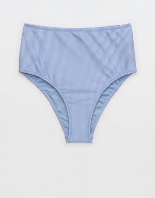 Aerie Bottom de Bikini Cheeky Shine Rib Cintura Alta