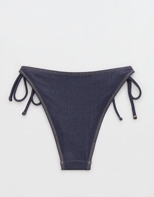 AE x Aerie Match Made In Denim Cheekiest Tie Bikini Bottom