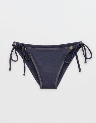 AE x Aerie Match Made In Denim Cheekiest Tie Bikini Bottom