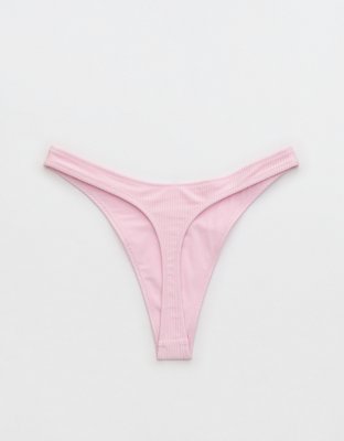 Aerie Shine Rib Thong Bikini Bottom