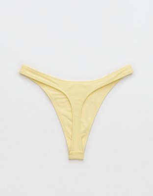 Aerie Shine Rib Thong Bikini Bottom