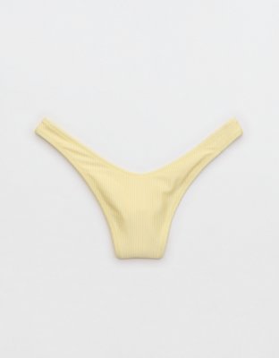 Aerie Shine Rib Thong Bikini Bottom