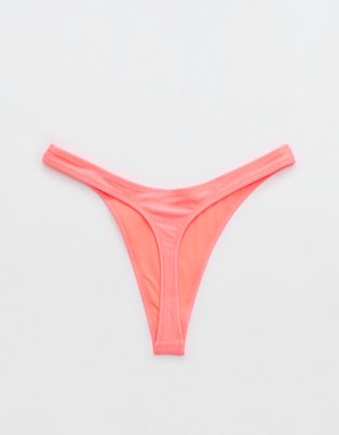 Aerie Shine Rib Thong Bikini Bottom