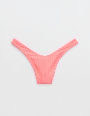 Aerie Shine Rib Thong Bikini Bottom