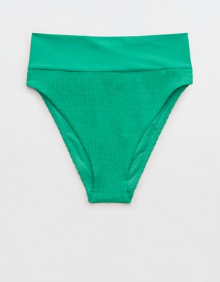 Aerie Smocked High Cut Cheeky Bikini Bottom