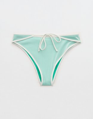 Aerie Ribbed High Cut Mid Rise Cheeky Bikini Bottom