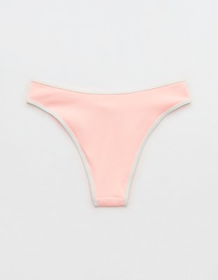 Aerie Ribbed High Cut Mid Rise Cheeky Bikini Bottom