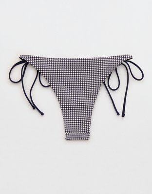 Низ бикини Cheekiest, на завязках, сирсакер — Aerie, цвет: Тёмно-синий — фото 4