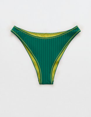 Aerie Ribbed Mid Rise Cheeky Bikini Bottom