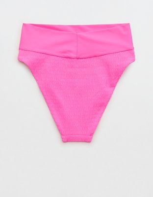 Aerie Smocked High Cut Cheeky Bikini Bottom