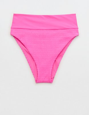 Aerie Smocked High Cut Cheeky Bikini Bottom