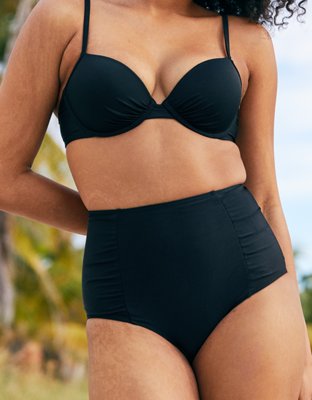 super high waisted black bikini bottoms